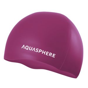 Aquasphere Plain Silicone Swim Cap Dark Pink White