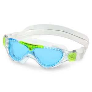 Aquasphere Vista Junior - Blue Tinted Lens - Transparent/Green Swim Mask - Image 3