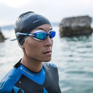 Aquasphere Fastlane - Blue Titanium Mirrored Lens - Blue/White Swim Racing Goggles - Image 6