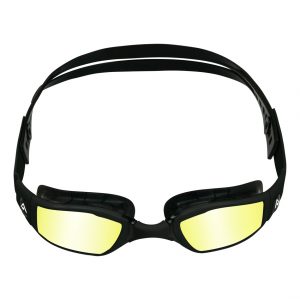Aquasphere Ninja - Yellow Titanium Mirrored Lens - Black/Black Swim Racing Goggles