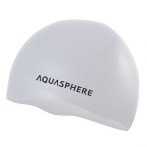 Aquasphere Plain Silicone Swim Cap White Black