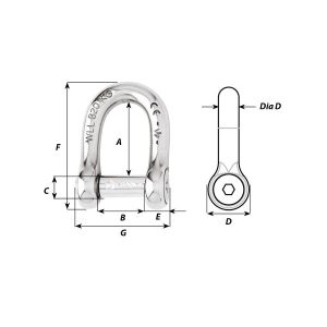 Wichard Self-locking Allen Head Pin D Shackle - Dia 6 mm - Image 2