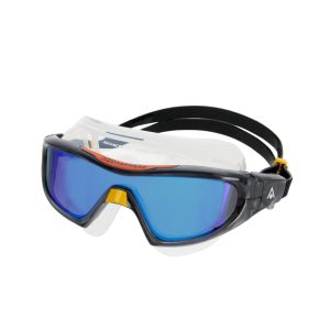 Aquasphere Vista Pro - Indigo Titanium Mirrored Lens - Grey/Orange Swim Mask - Image 3