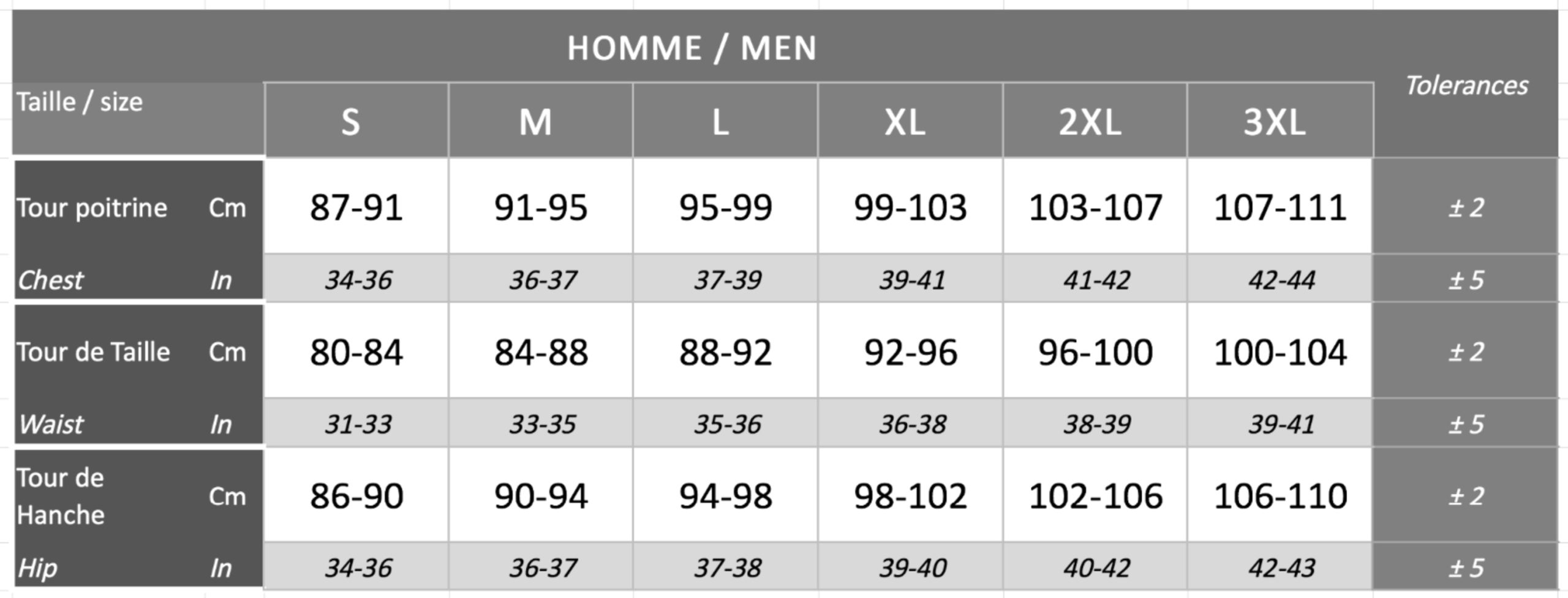 Carbon Top Mens Sizing